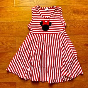 Girls Minnie Mouse Disney Dress - Red/White Stripe - Size 8 - Never Worn